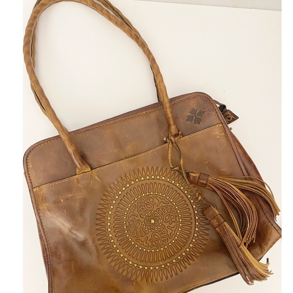 Patricia NashLarge Paris Tote Studded Cognac Distressed Vintage Tassels NWT